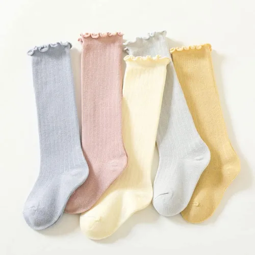 Vista 9 de Calcetines altos hasta la rodilla para bebés, recién nacidos, calcetines de algodón para uniforme de algodón, calcetines de algodón cálido