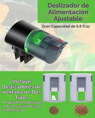 Vista 3 de Comedero automático para peces para acuario, fácil instalación y 4 Negro