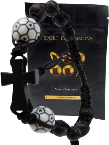 Vista 5 de Westmon Works Juego de pulseras de fútbol con dije de bola y tarjeta de oración Deluxe Sports Expressions Series Set, Madera, No es una piedra