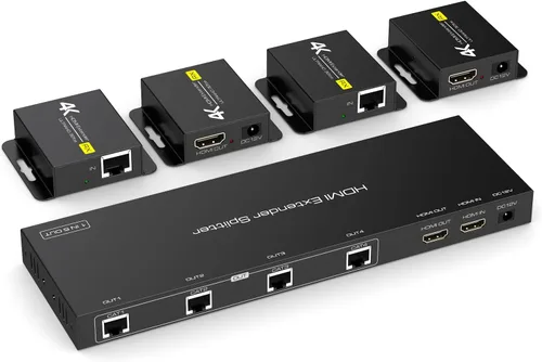 Vista 10 de Extensor HDMI sobre Cat5e/6/7 Ethernet 1080p hasta 196 pies HDMI Balun transmisor transmisor receptor compatible con función EDID y POC 3D HDCP Negro