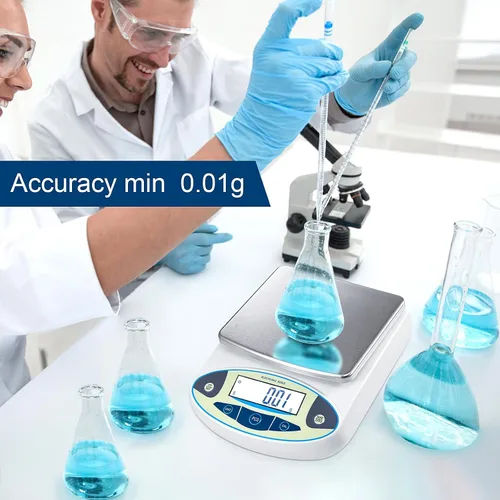 Vista 2 de Balanza analítica de laboratorio de 211.64 oz x 0.00 oz, báscula electrónica digital de alta precisión de 0.00 oz, báscula científica