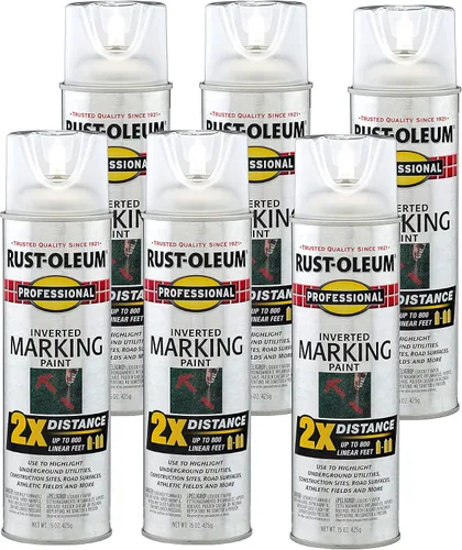 Vista 15 de Rust-Oleum 266575 Pintura en aerosol profesional de distancia 2X y marca invertida, 15 onzas, azul de precaución Utility Marking, Construction