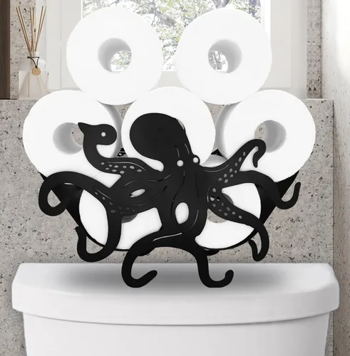 Vista 17 de Soportes de papel de metal para gatos, divertidos soportes de almacenamiento de papel de animales negros para interiores y cocina, almacenamiento