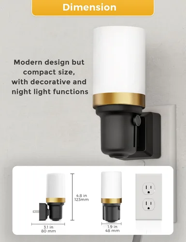 Vista 7 de L LOHAS LED Luces nocturnas enchufables a la pared, luz nocturna regulable con sensor de encendido/apagado automático, blanco cálido de 3000 K