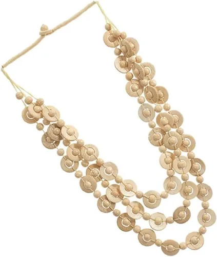Vista 9 de Amosfun Collar de estilo bohemio retro para mujer, diseño de concha de coco, cuentas de madera tejidas a mano, joyería de moda de playa, dije