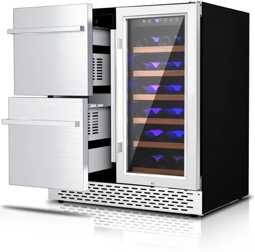 Vista 12 de Mini enfriador de vino de 8 botellas, refrigerador de bebidas con enfriamiento rápido, gabinete de vino termoeléctrico bodega para mujeres, hombres