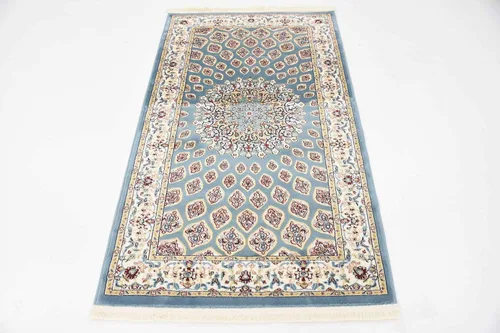 Vista 6 de Unique Loom Narenj Collection - Alfombra clásica con diseño de medallón texturizado tradicional, 3 x 5 pies, 1 pulgada, rectangular, color Azul