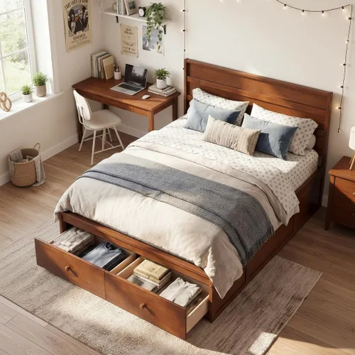 Vista 14 de KOMFOTT Cama individual con 2 cajones, cama de almacenamiento individual con soporte de listones sólidos, cabecera y estribo, marco de cama de Gris