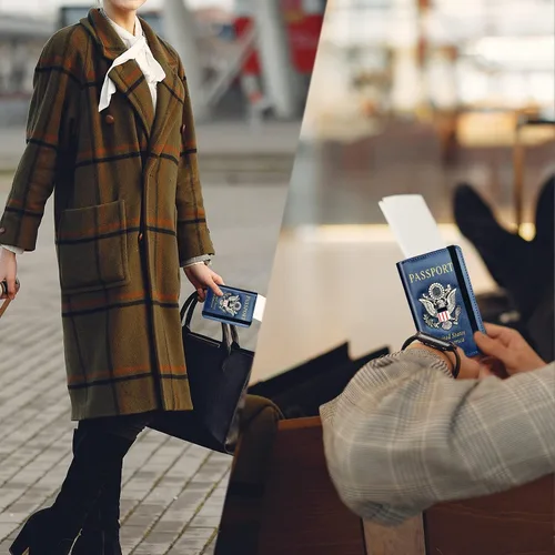 Vista 6 de Herain Soporte para pasaporte, cartera para pasaporte, funda para pasaporte, accesorios de viaje, funda de metal para pasaporte, libro de pasaporte