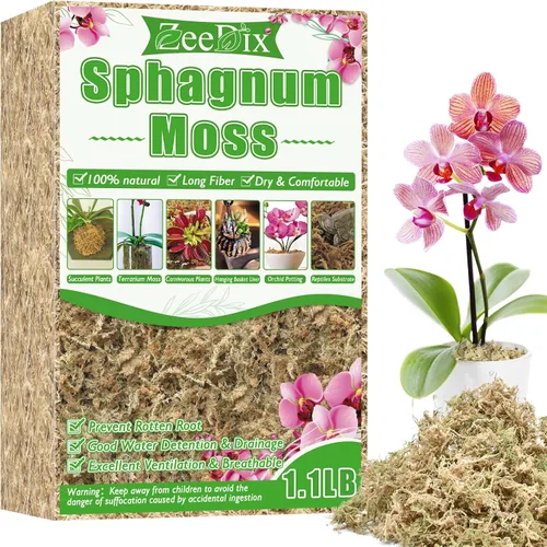 Vista 12 de ZeeDix 1.5 kg de musgo premium de turba sphagnum a granel, fibra larga seca para orquídeas, musgo de turba sphagnum para plantas