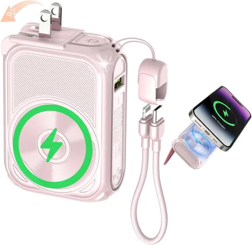 Vista 10 de SEANCHEER Cargador portátil P05, banco de energía magnético, pequeño banco de energía inalámbrico, paquete de batería de 10000 mAh esenciales