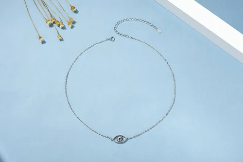 Vista 5 de Gapudt Gargantilla de plata de ley S925 corta y delicada para mujer, Plata esterlina