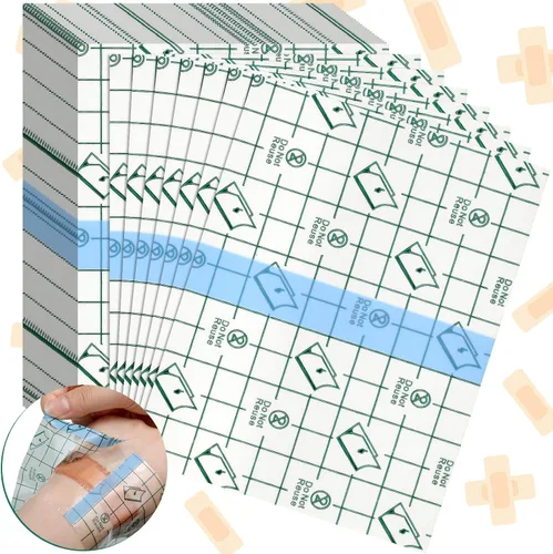 Vista 7 de Vendas adhesivas elásticas e impermeables, películas transparentes, 150 unidades (3.1 x 3.1 pulgadas)