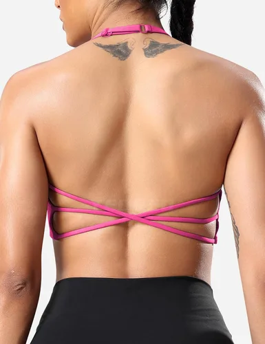 Vista 3 de YEOREO Pearl - Brasier deportivo para mujer, con tirantes cruzados, espalda cruzada, espalda descubierta, extraíble, acolchado, para yoga