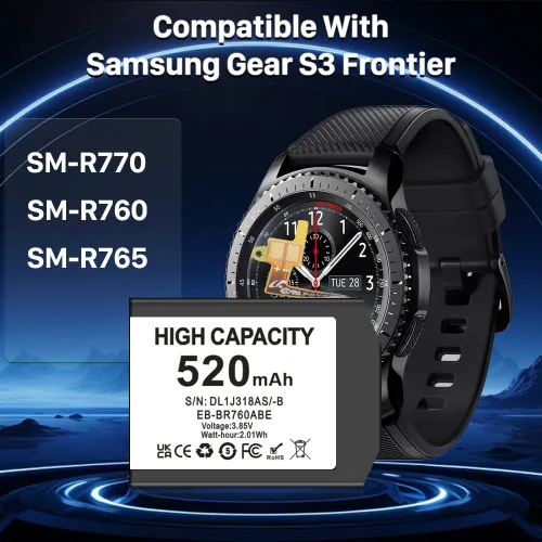 Vista 5 de Batería para Samsung Gear S3 Frontier SM-R760 y Gear S3 Classic, 520mAh 3.85V Batería de repuesto para SM-R770 BR760 R765 EB-BR760ABE GH43-04699A