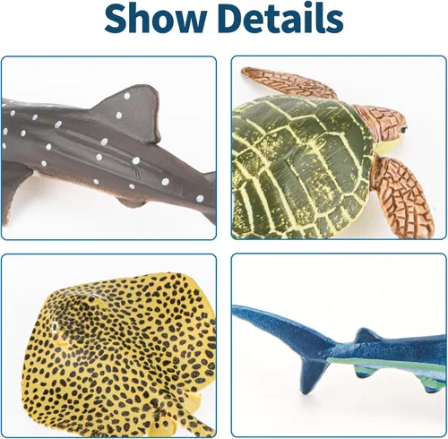 Vista 8 de 36 piezas de juguetes de animales marinos con tiburón, ballena, pulpo y otras figuras de animales del océano, juguetes para niños, adornos