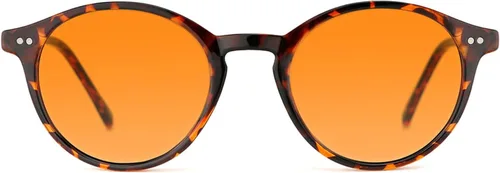 Vista 17 de TIJN Gafas de bloqueo de luz azul para hombres y mujeres, gafas de montura redonda gruesa vintage