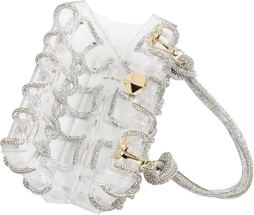 Vista 7 de Diamante hand Bag. Rhinestone Evening bag. Hardbodied acrylic handbag. Gift for her. Sparkling rope handbag