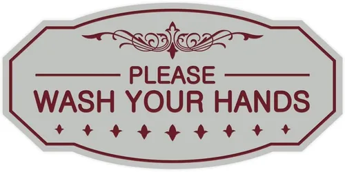 Vista 41 de Signs ByLITA Letrero Victoriano Please Wash Your Hands (Negro) - Pequeño