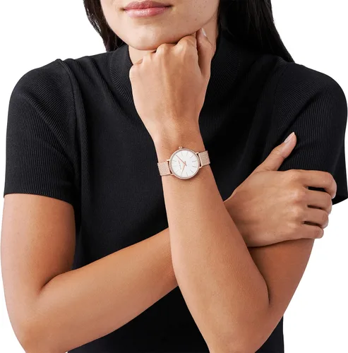 Vista 4 de Michael Kors Mini reloj Pyper de dos manos de acero inoxidable para mujer, MK4588 - Reloj de malla de acero inoxidable de dos manecillas