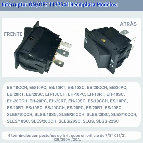 Vista 3 de DTAIR Reemplazo del interruptor de alimentación de rango 1177541 para Southbend Range 20A (SPDT)