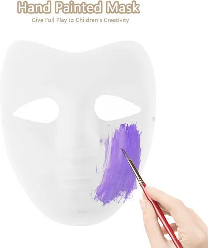 Vista 2 de NUOBESTY 5 máscaras faciales completas de papel en blanco pintables para Mardi Gras, mascarada, cosplay, 5