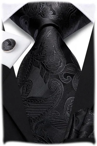 Vista 265 de Hi-Tie Corbatas de seda para hombre, diseño de cachemira a rayas, con bolsillo, gemelos cuadrados, conjunto formal de negocios