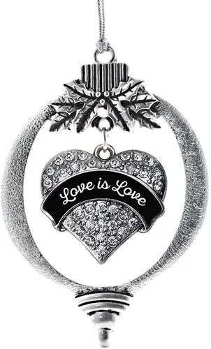 Vista 101 de Inspired Silver Adornos festivos de dije de corazón pave de plata con circonitas cúbicas