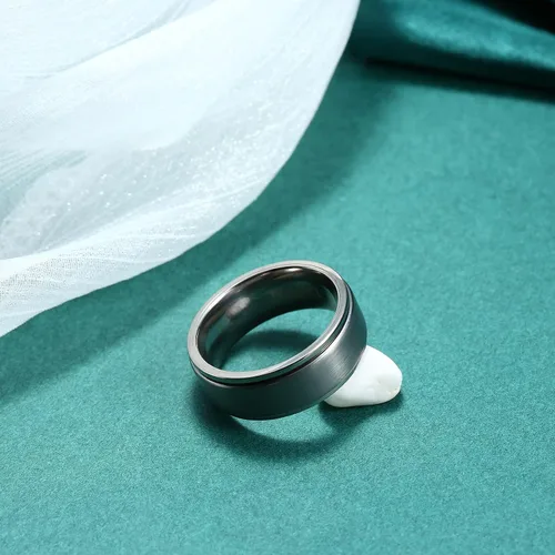 Vista 6 de Anillo giratorio de titanio de tungsteno de 0.2360.315 pulgadas para hombre, tamaño medio, sin níquel, anillo de ansiedad para hombres y mujeres