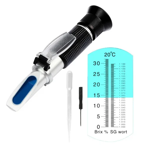 Vista 8 de LEERCHUANG Brix Hidrómetro óptico, refractómetro Brix para elaboración de cerveza, medidor Brix de doble escala, gravedad específica 1.000-1.130
