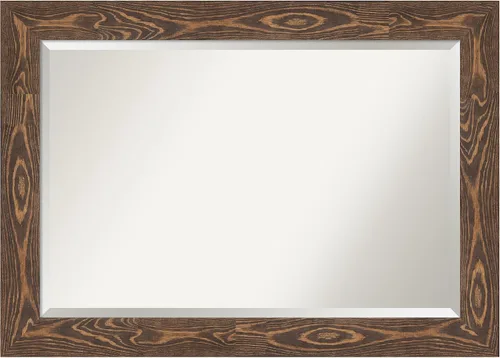 Vista 33 de Amanti Art Espejo de pared marrón de 26 x 22 pulgadas, espejo rectangular de baño de Alejandría marrón rústico para decoración de pared, sala
