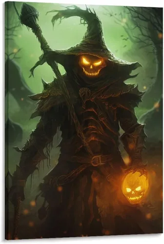 Vista 29 de HHGaoArt Lienzo gótico para pared, póster de fantasmas de Halloween, imagen espeluznante en lienzo