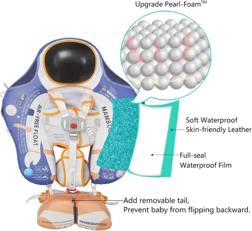 Vista 2 de Mambobaby Flotador Mejorado Añadir Cola Flotador para Bebé con Toldo para Anillo de Natación de Cintura Infantil Entrenador de Natación Flotadores