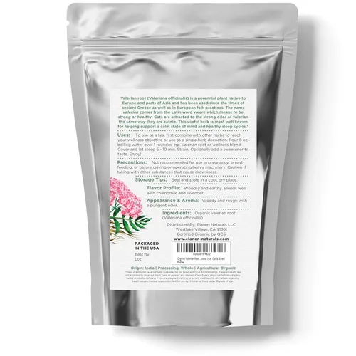 Vista 8 de Elanen Naturals Raíz de valeriana orgánica, 4 onzas (3.99 oz), té de hierbas de raíz de valeriana orgánica certificado por USDA, Te De Valeriana