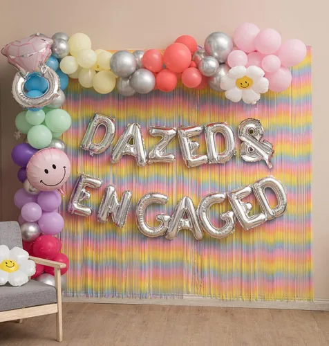 Vista 9 de Decoraciones de despedida de soltera aturdida y comprometida, decoraciones para despedida de soltera retro I Incluye globo aturdido y comprometido