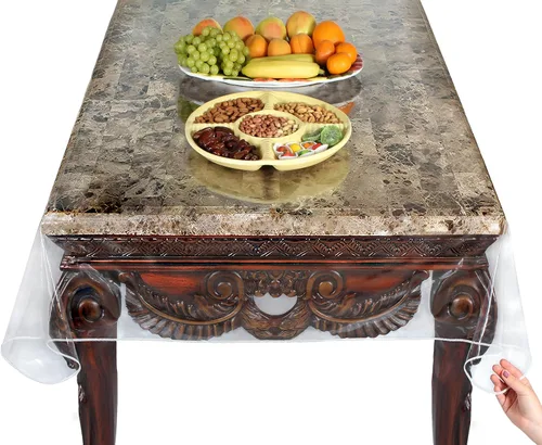 Vista 2 de Protector de mantel y mantel de vinilo 100% duradero, extra resistente, tamaño cuadrado de 54 x 54 pulgadas