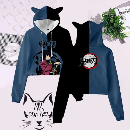 Vista 2 de Sudadera con capucha para mujer y niña, diseño de anime Slayer Kimetsu no Yaiba