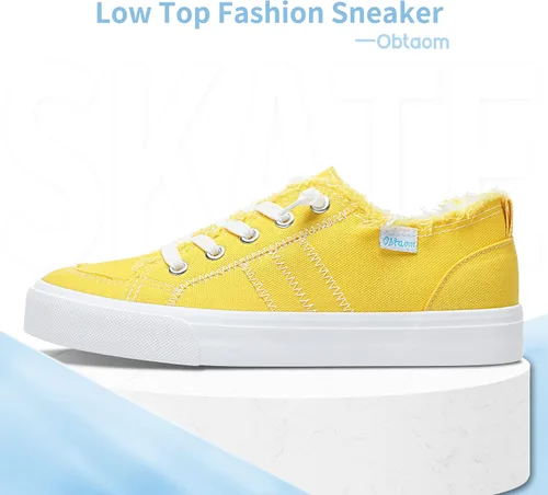 Vista 2 de Obtaom Play - Tenis de lona para mujer, color blanco deslavado y estampado de leopardo, sin cordones, a la moda