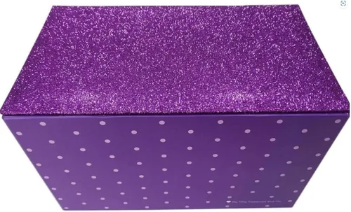 Vista 3 de Joyero morado con purpurina para niñas con espejo y compartimentos, 8.5 x 5 x 5 pulgadas