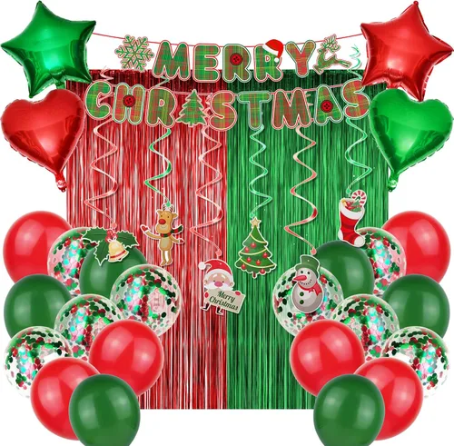 Vista 7 de Kit de arco de globos de Navidad, kit de guirnalda de globos rojos y blancos con caja de regalo, globos de aluminio de Feliz Navidad para Xmas01
