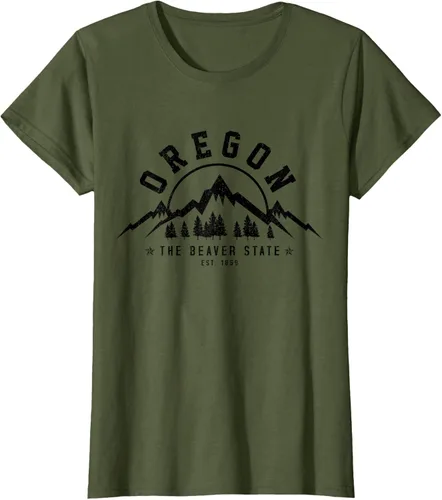 Vista 46 de Oregon The Beaver State Est. 1859 Vintage Mountains - Camiseta de regalo, gris, S