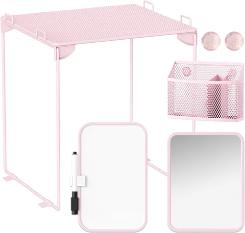 Vista 8 de Svartur Kit organizador de casillero negro con estante, estante, espejo, soporte para bolígrafos, pizarra blanca, artículos esenciales