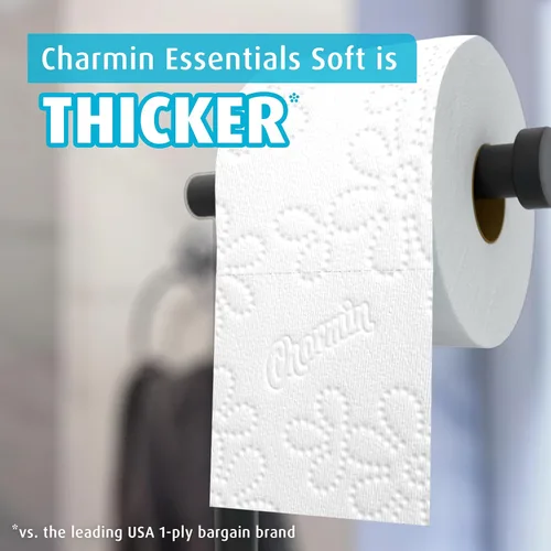 Vista 3 de Charmin Essentials - Papel higiénico suave, 6 mega rollos, 330 hojas por rollo