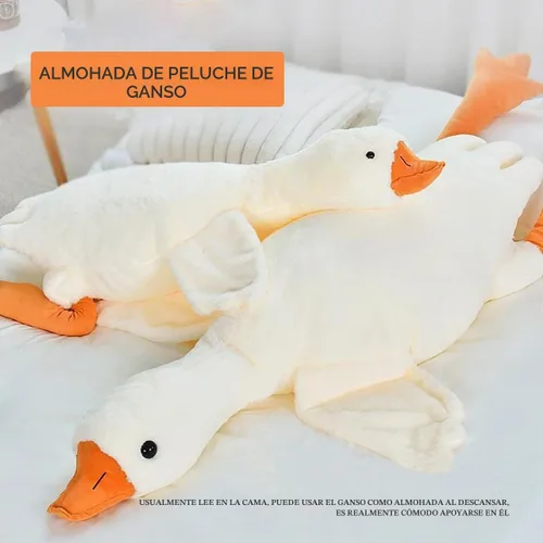 Vista 4 de Almohada de ganso de 19.5 pulgadas con animal de peluche de ganso blanco y cisne (blanco, 19.5")