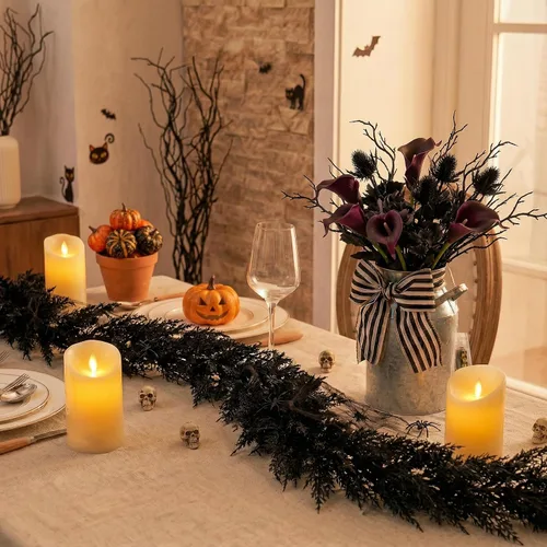 Vista 6 de Valery Madelyn 6ft Artificial Norfolk Pine Halloween Garland for Mantle Black