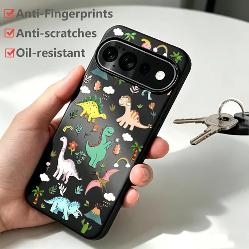 Vista 9 de Unov Funda para Pixel 11 Pro XL, color negro, Dinosaur Land