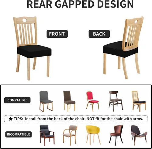Vista 5 de Easy-Going Fundas de asiento 100% impermeables para sillas de comedor, juego de 2, fundas elásticas para asientos de silla, protector deslizable