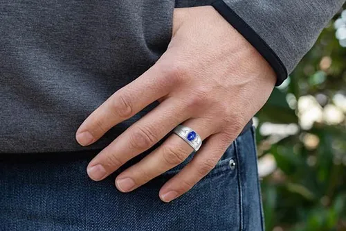 Vista 5 de Rylos Anillos para hombre de diseño clásico de 0.315 x 0.236 in con piedras preciosas ovaladas y diamantes brillantes Anillos de piedra natal