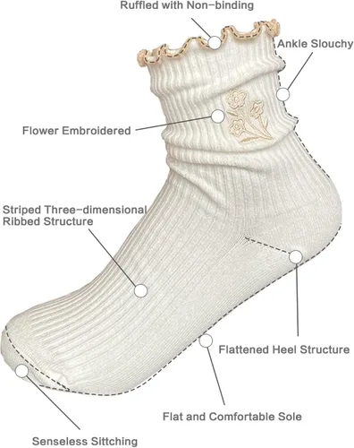 Vista 3 de Doitall Calcetines tobilleros con volantes para mujer, 3 pares