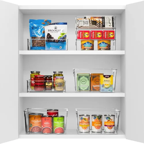 Vista 3 de Sorbus Contenedores organizadores de plástico transparente para refrigerador, cocina versátil, gabinete, despensa de alimentos, baño, organización